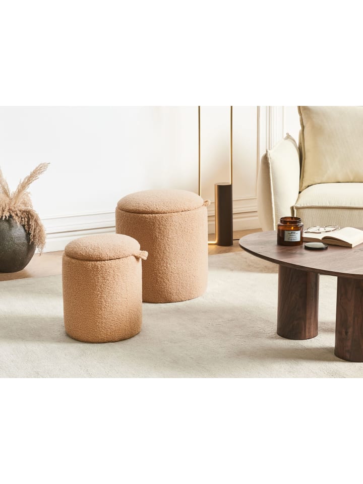 Beliani 2er-Set Pouf BEREA in Braun günstig kaufen onesize