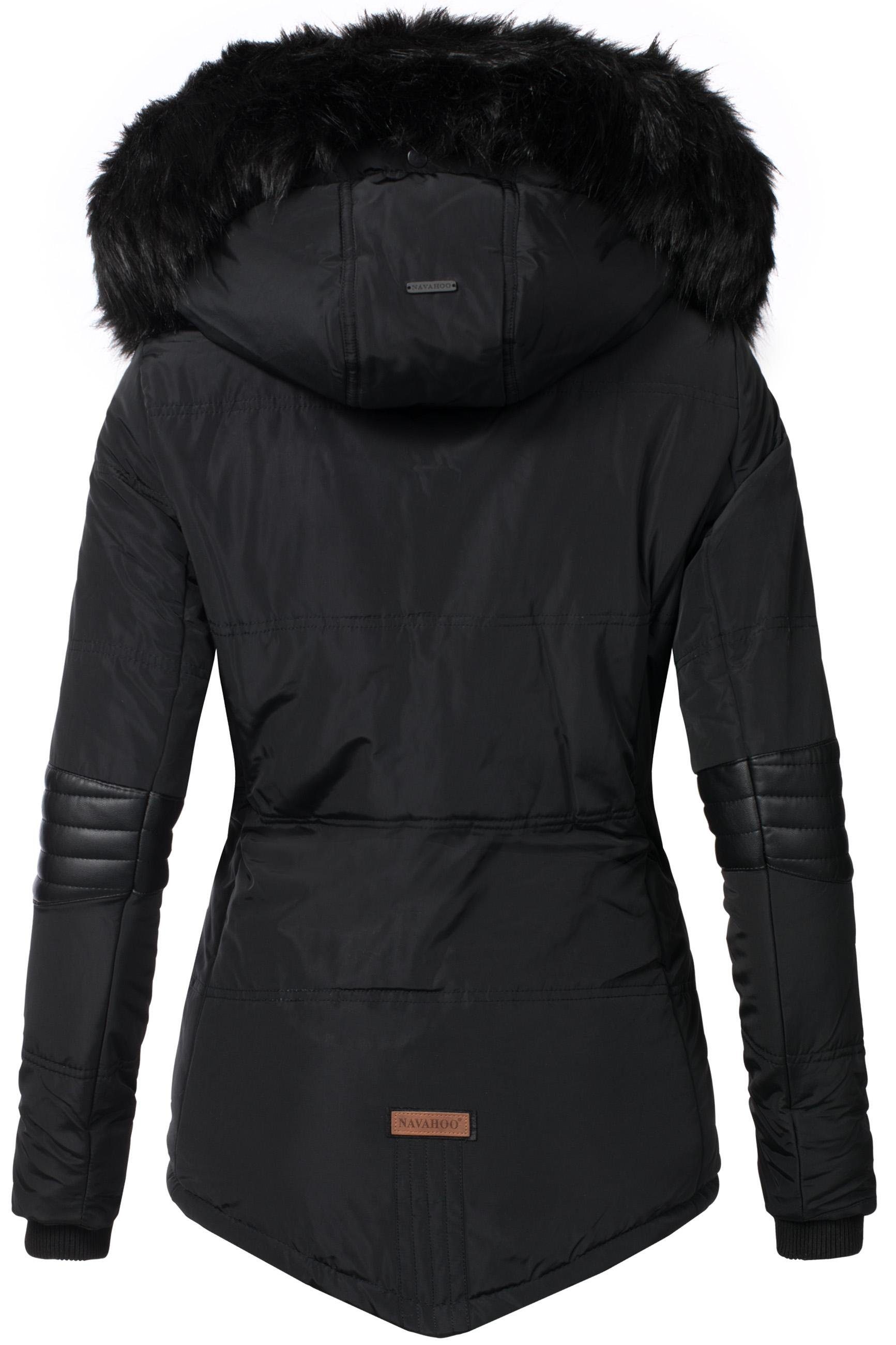 Navahoo Winterjacke Nirvana edle Steppjacke m. schwarzem Kunstpelzkragen