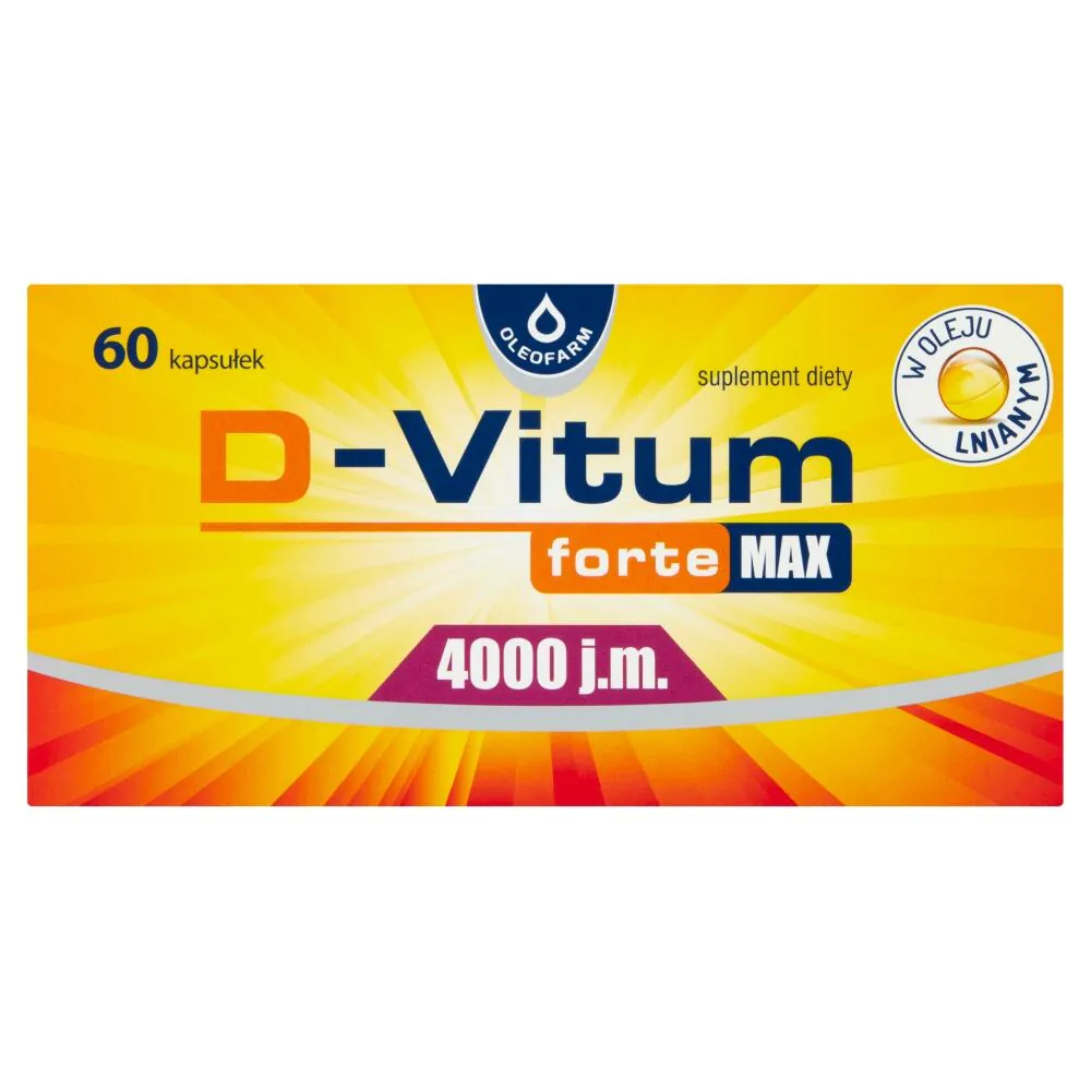D-Vitum Forte Max 4000 TV, maisto papildas su vitaminu D, kapsulės