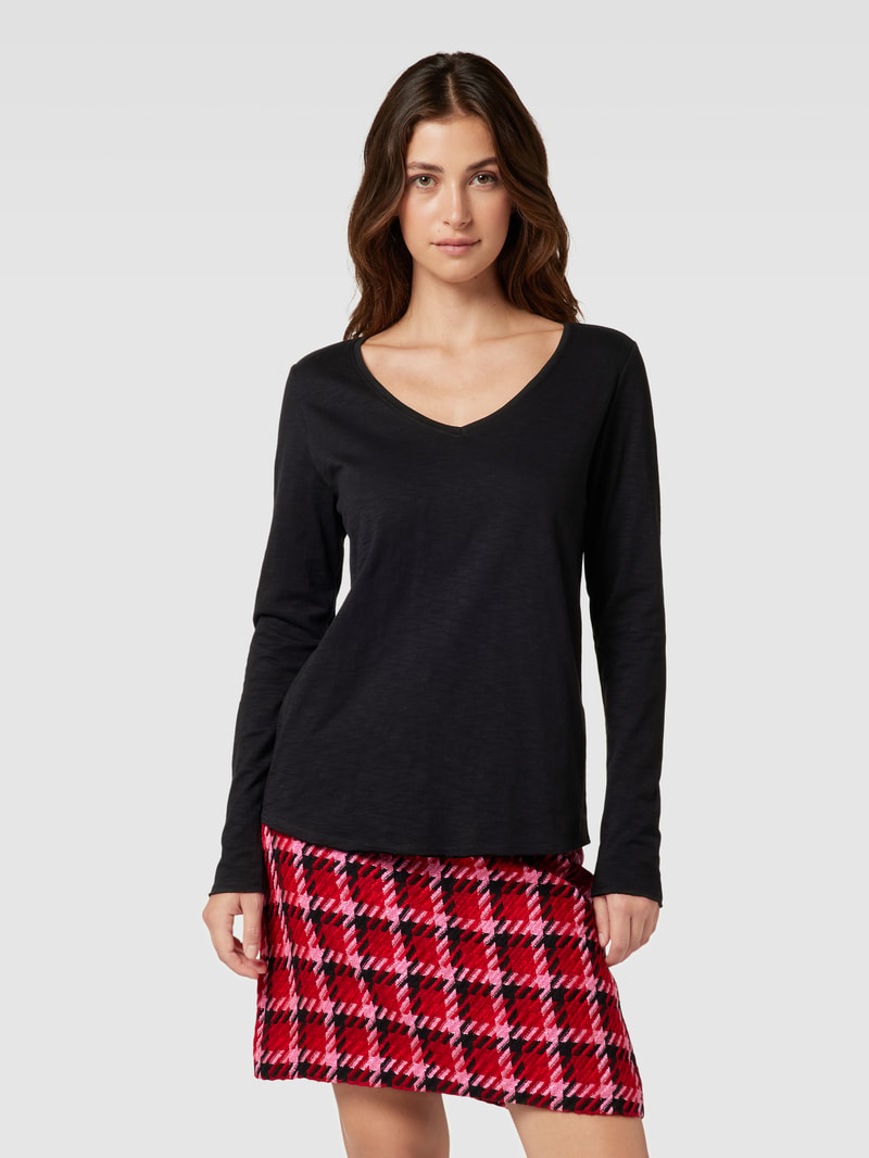 Longsleeve mit V-Ausschnitt in schwarz