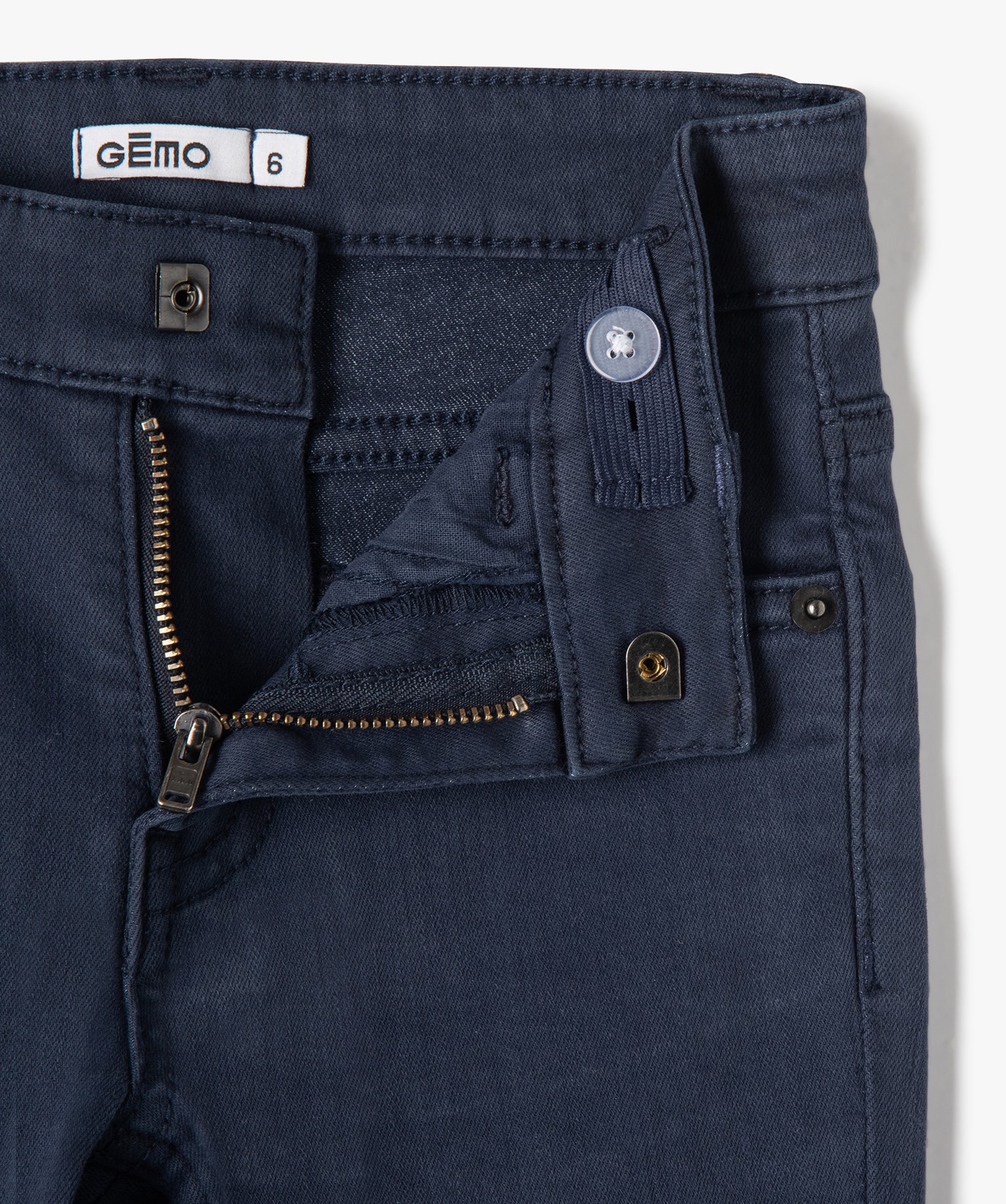 Pantalon uni extensible coupe Slim Garçon marine | GEMO