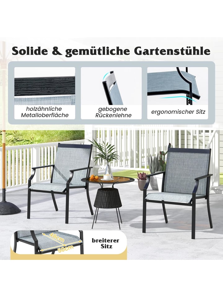 COSTWAY 2er Set Gartenstühle in Blau günstig kaufen onesize