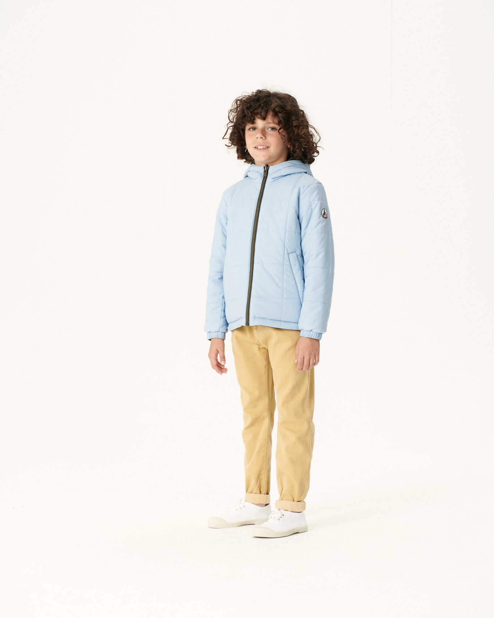 Doudoune Ultralight réversible à capuche Army/Bleu clair enfant Rosso