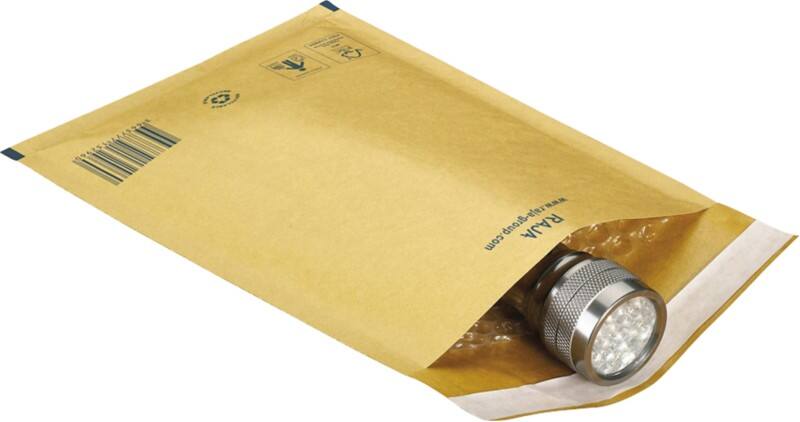 RAJA Luftpolster-Luftpolster-Versandtaschen Braun Ohne Fenster 120 (B) x 210 (H) mm Verschlusslasche 75 g/m² Recycelt 95% 200 Stück