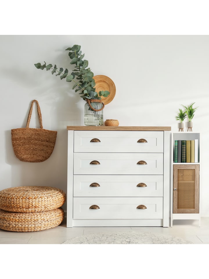 relaxdays Badezimmerschrank in Weiß/ Natur - (B)30 x (H)96,5 x (T)30 cm günstig kaufen onesize