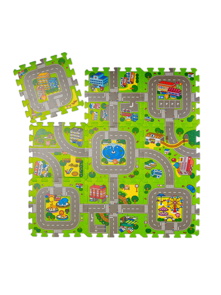 relaxdays 9tlg. Puzzlematte Straße in Mehrfarbig - (B)90 x (T)90 cm günstig kaufen onesize