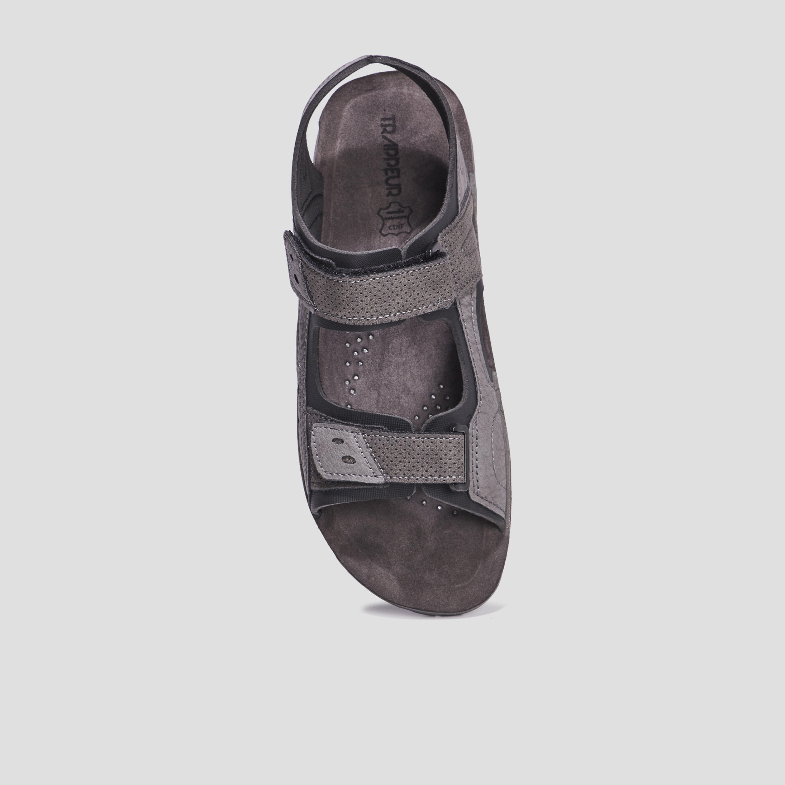 Sandales à scratchs en cuir Trappeur gris foncé homme | La Halle