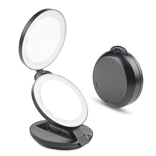 UNIQ UNIQ LED kompakt dobbelt sminkespejl til rejser - sort