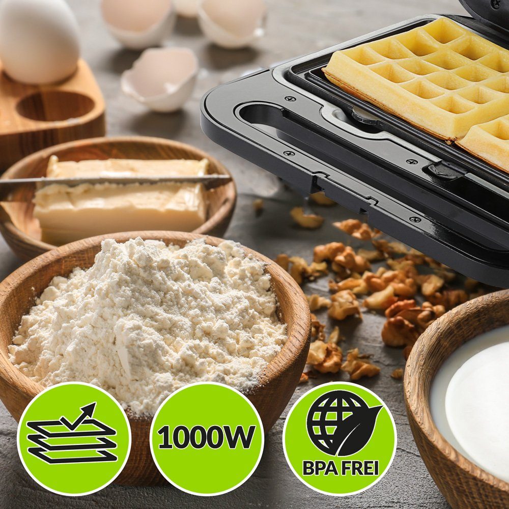 monzana Sandwichmaker, 1000 W, 3 in 1 Sandwichtoaster 3 Sandwich- Grill- Waffelplatten