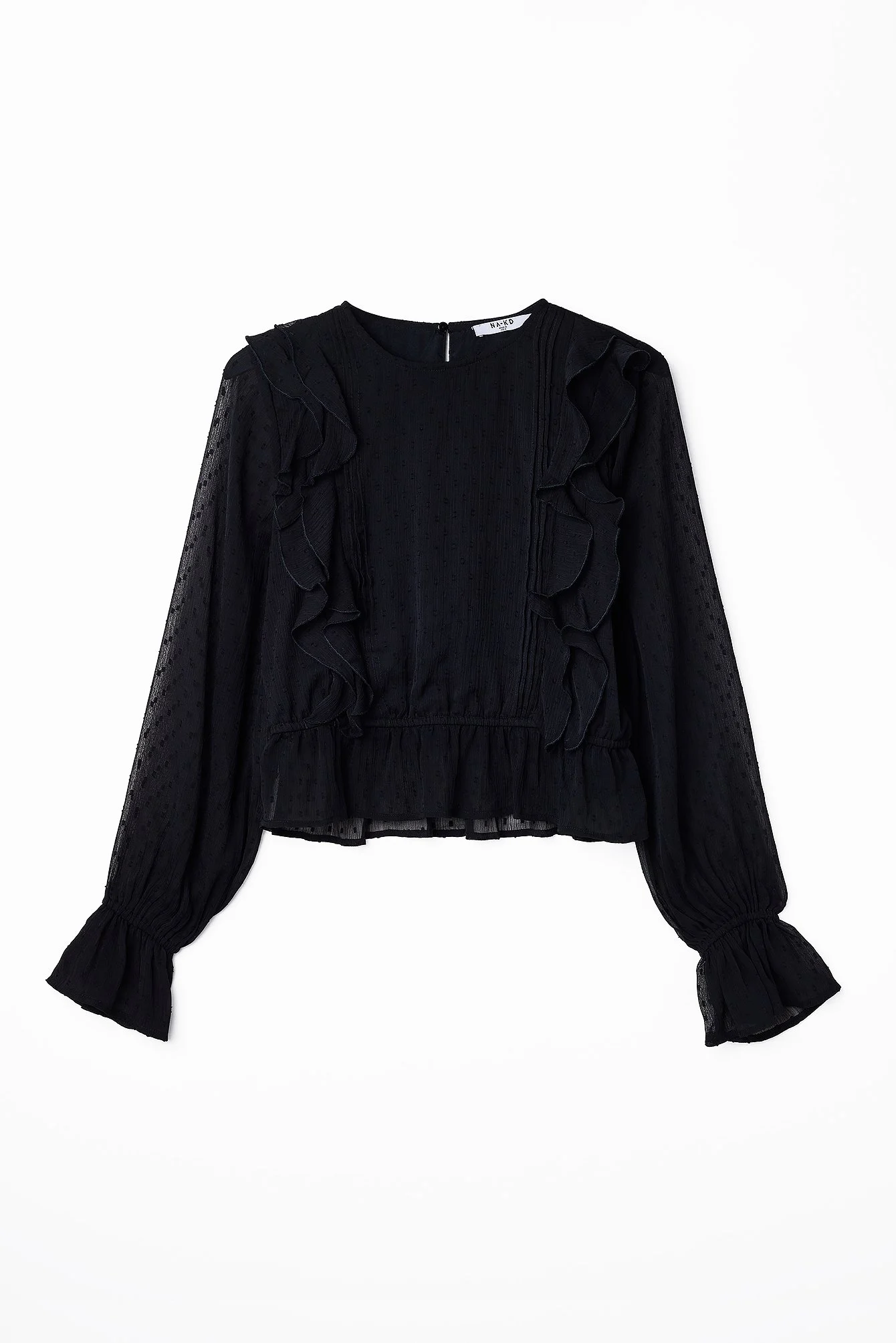 Recycelte Dobby-Bluse mit Rüschen