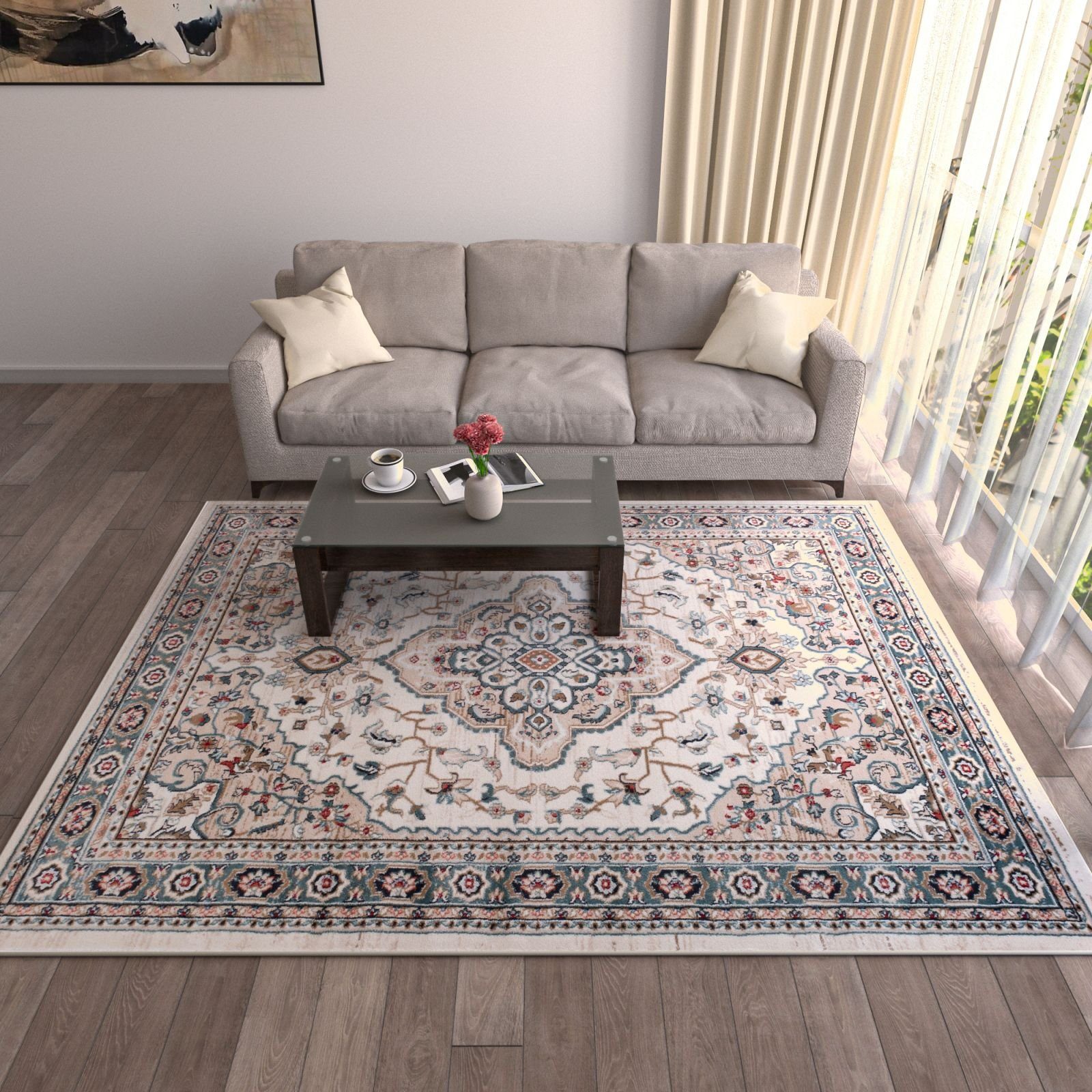 Orientteppich Oriente Teppich - Traditioneller Teppich Orient Beige, Mazovia, 60 x 100 cm, Geeignet für Fußbodenheizung, Pflegeleicht, Wohnzimmerteppich