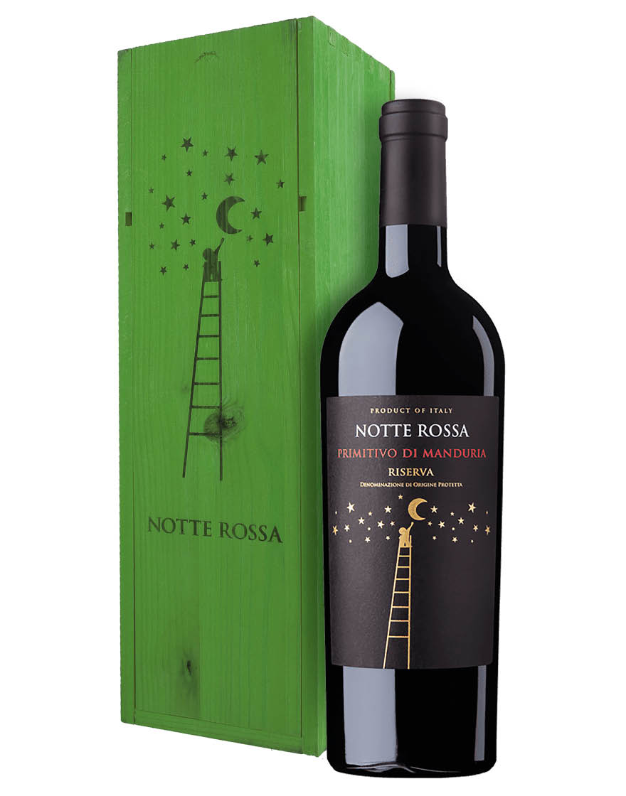 Primitivo di Manduria Riserva DOC 2018 Notte Rossa 0,75 ℓ, Caisse bois