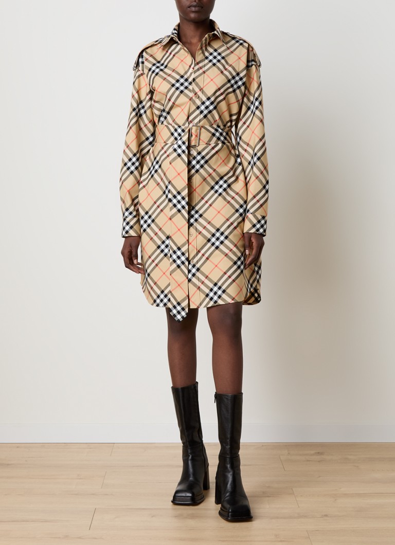 Minihalenka Burberry s kostkovaným vzorem a mašlí na pásku