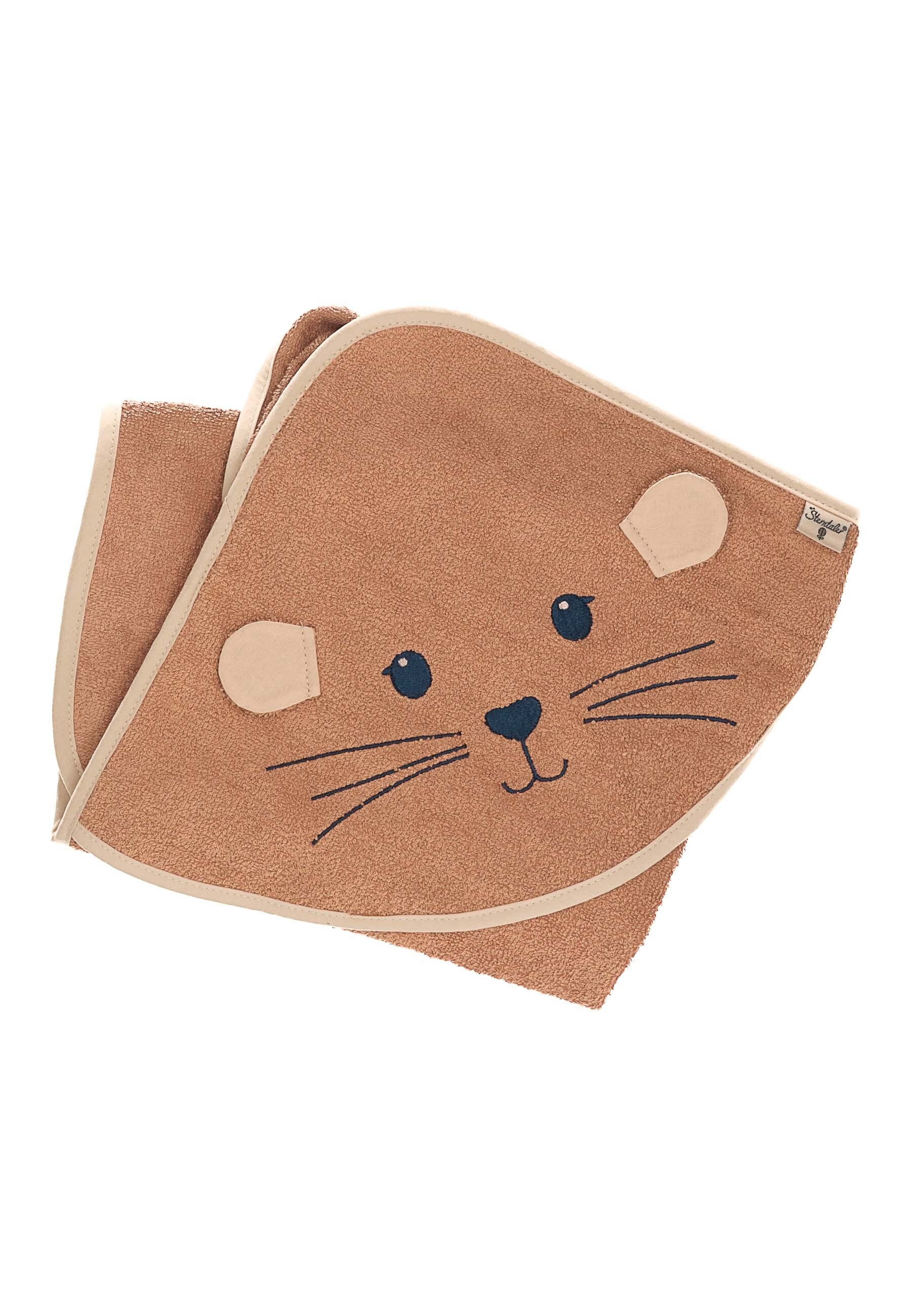 GOTS Motiv-Badetuch Otter Otti aus Frottee, Braun