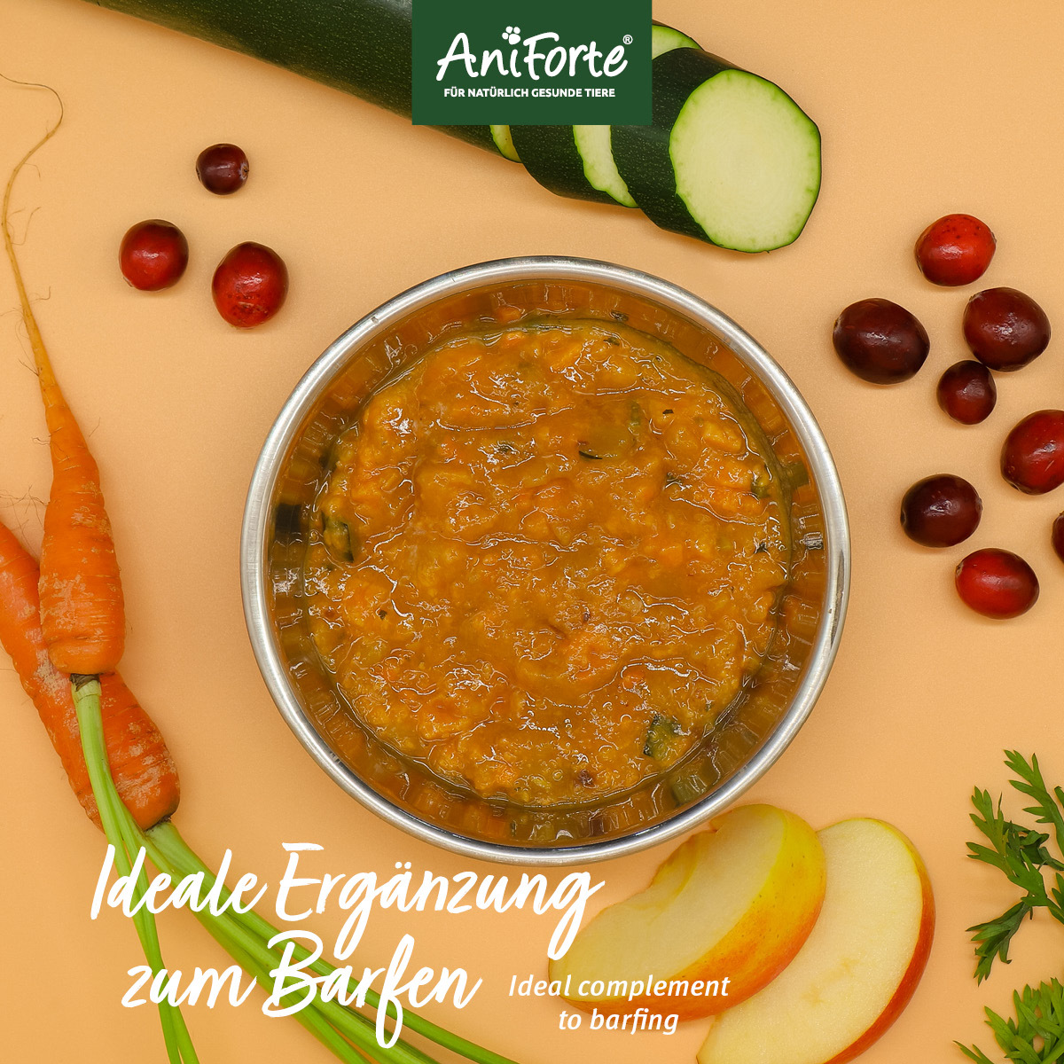 Aniforte Ergänzungsfutter & Aufzucht Aniforte BIO BARF Püree Karotte & Cranberry 5 x 150g