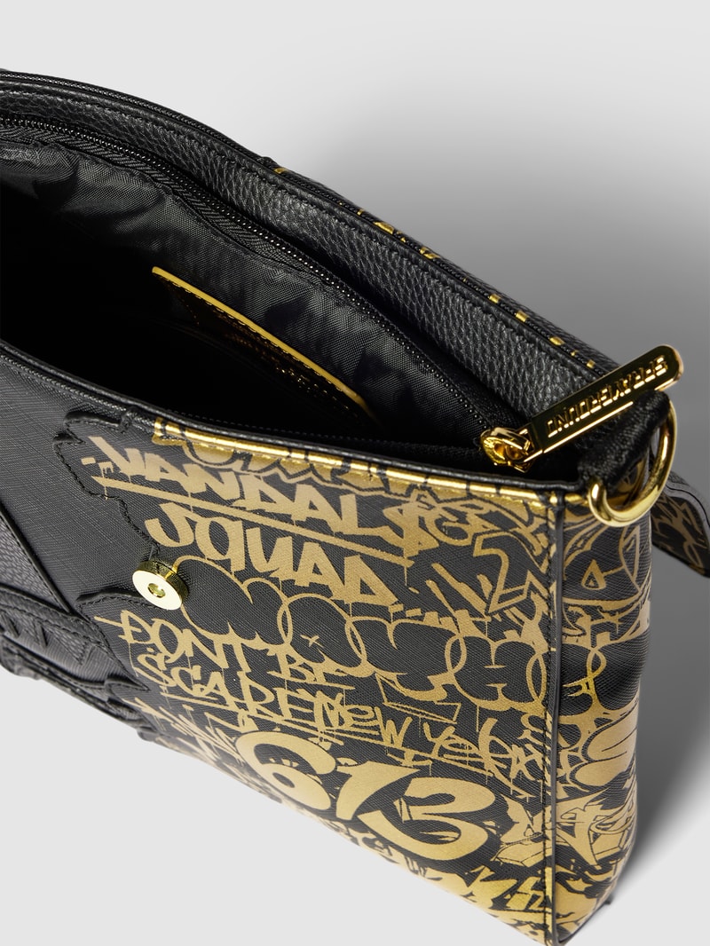 Handtasche mit Motiv-Print in schwarz