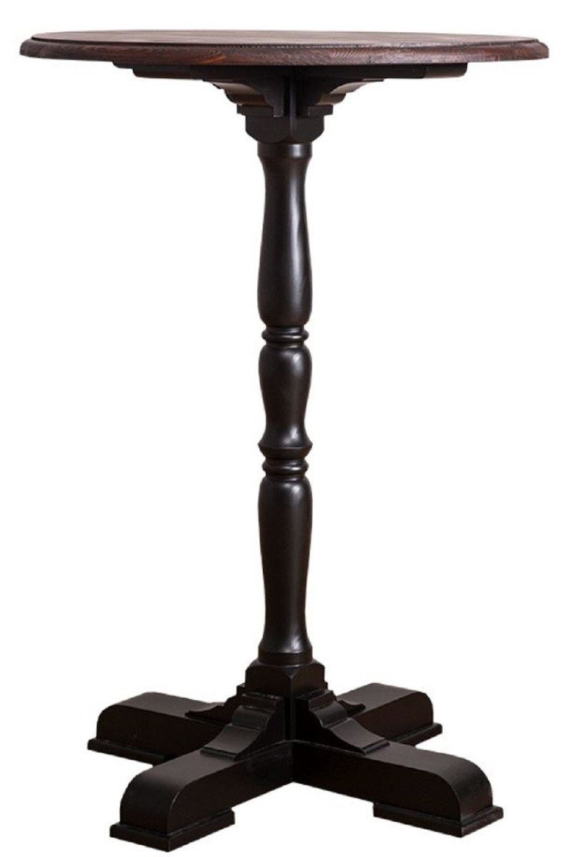 Casa Padrino Stehtisch Landhausstil Stehtisch Schwarz / Dunkelbraun Ø 78 x H. 110 cm - Runder Bartisch im Landhausstil