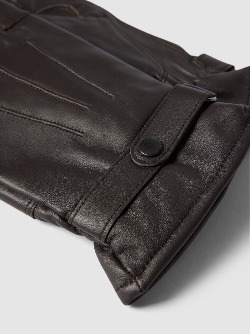 Lederhandschuhe mit verstellbarem Riegel Modell 'Burnished' in dunkelbraun