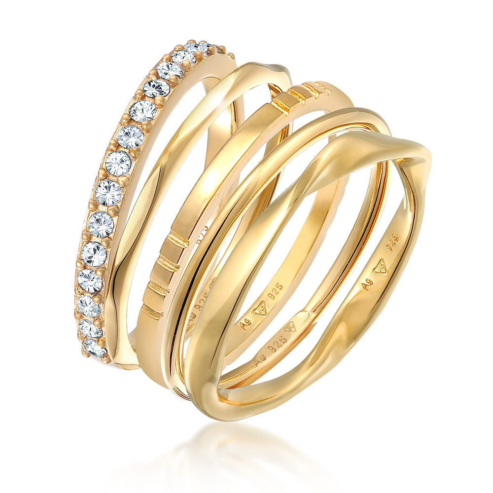 Elli Elli Bague Femmes Pile Bande filigrane set de 5 avec cristaux en argent sterling  Bague