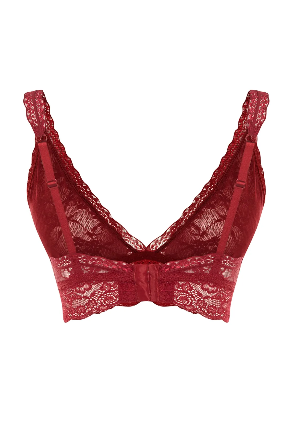 Trendyol Collection  Burgunderroter, kappenloser Bralette-Strick-BH aus Spitze THMAW23SU00107