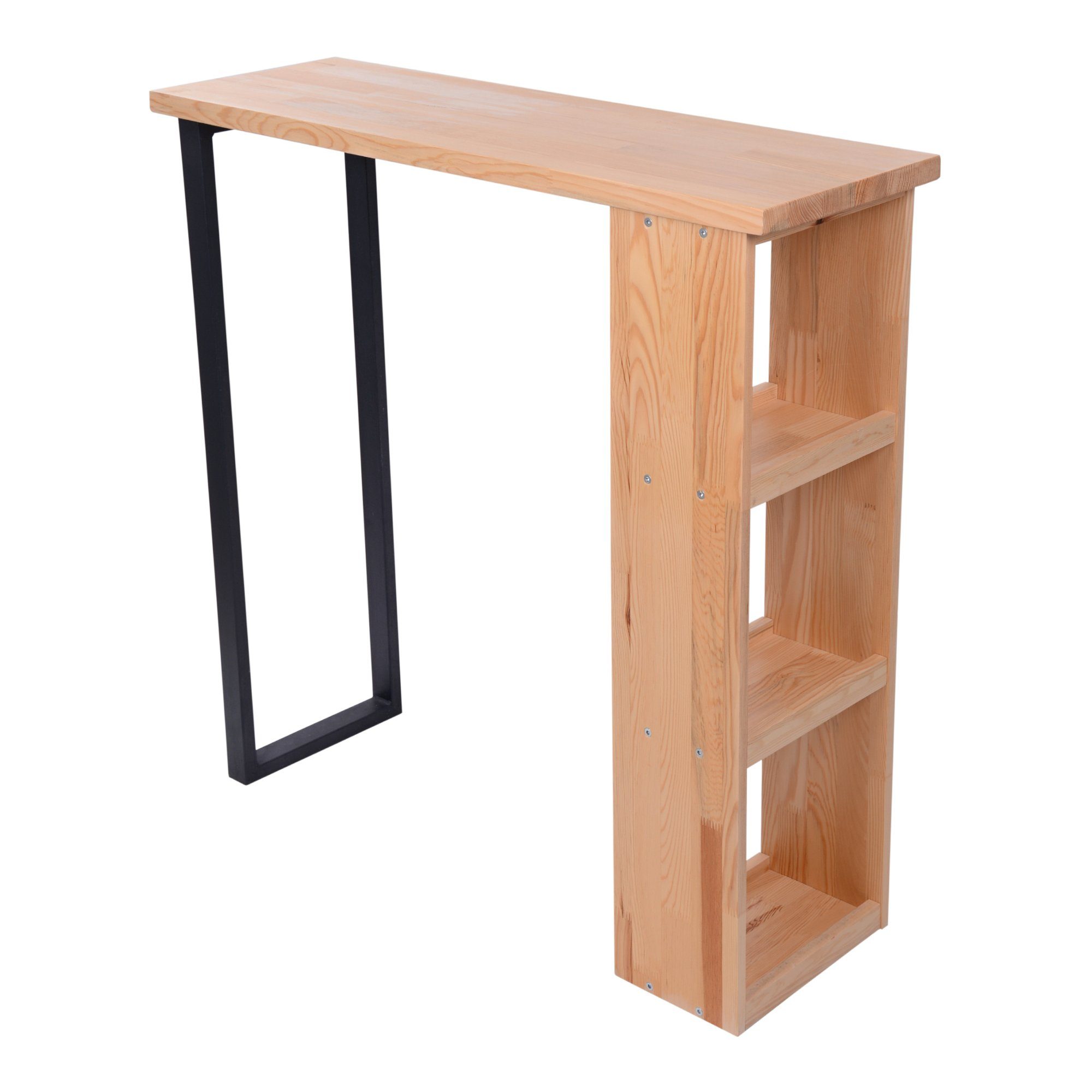 en.casa Bartisch, Nørager Esstisch Kiefernholz Metall 89,5x90x29cm Natur/Schwarz