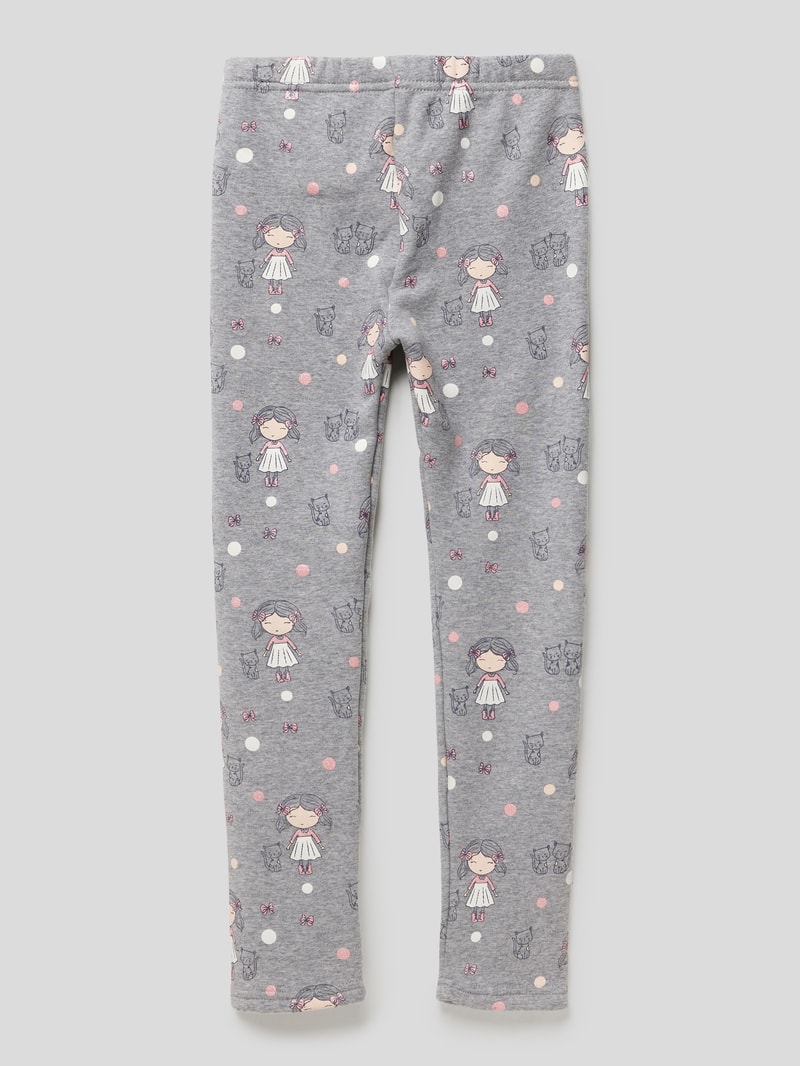 Leggings mit Allover-Print in hellgrau meliert