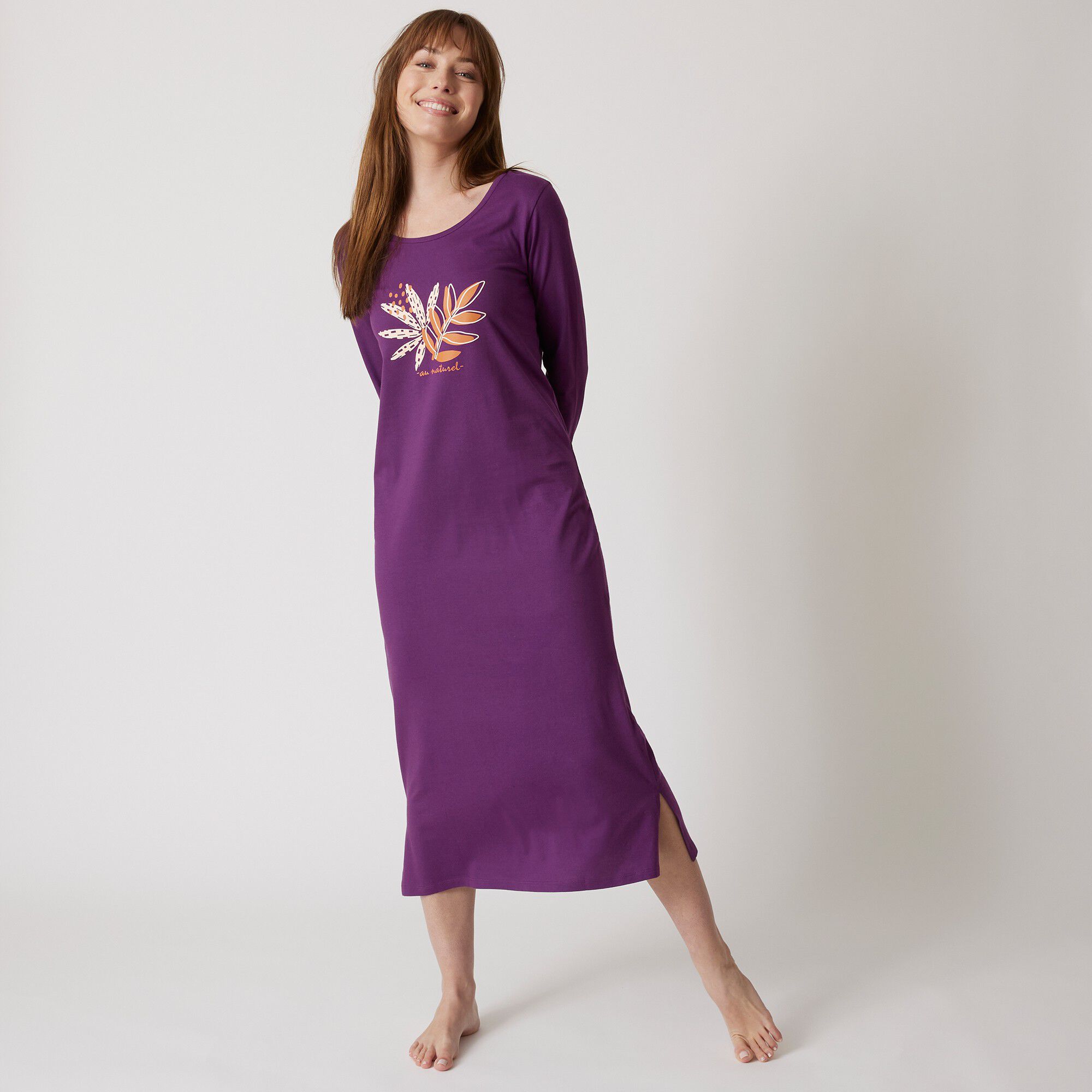 Chemise de nuit longue longues motif «au naturel »