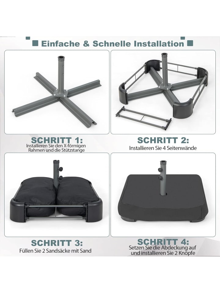 COSTWAY Sonnenschirmständer mit Sandsäcken in Schwarz günstig kaufen onesize