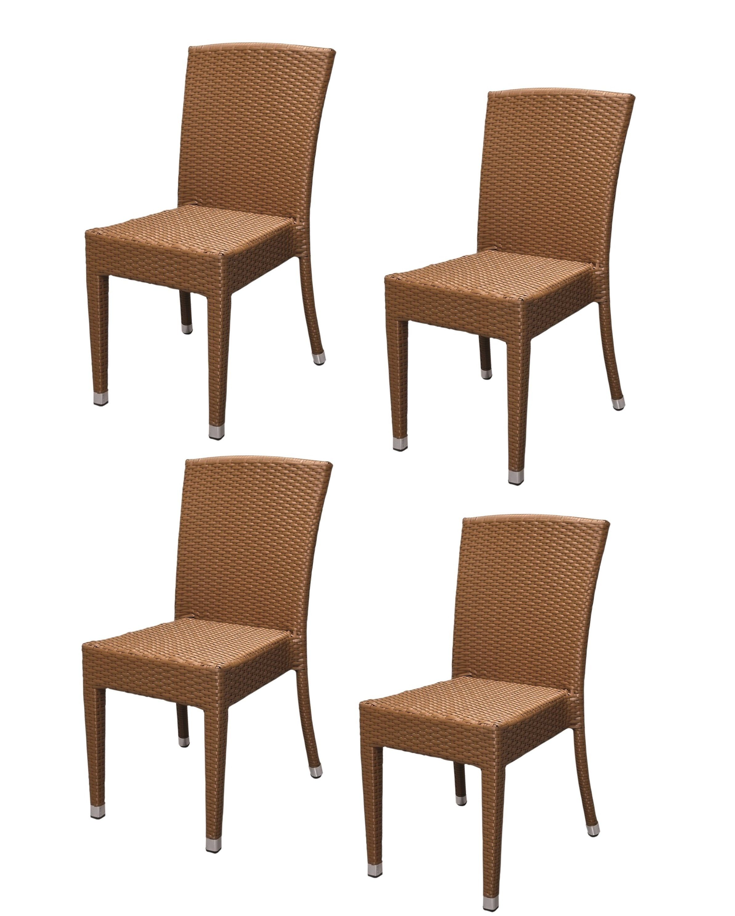 Konway Stapelstuhl MAUI (4 St), 4x KONWAY® MAUI Stapelstuhl Braun Polyrattan Sessel stapelbar