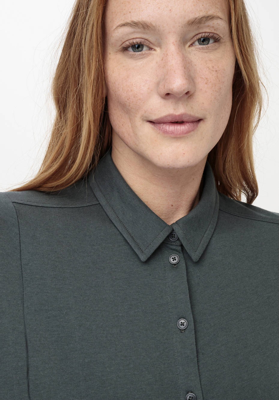 Jersey-Bluse aus Bio-Baumwolle mit Bio-Schurwolle