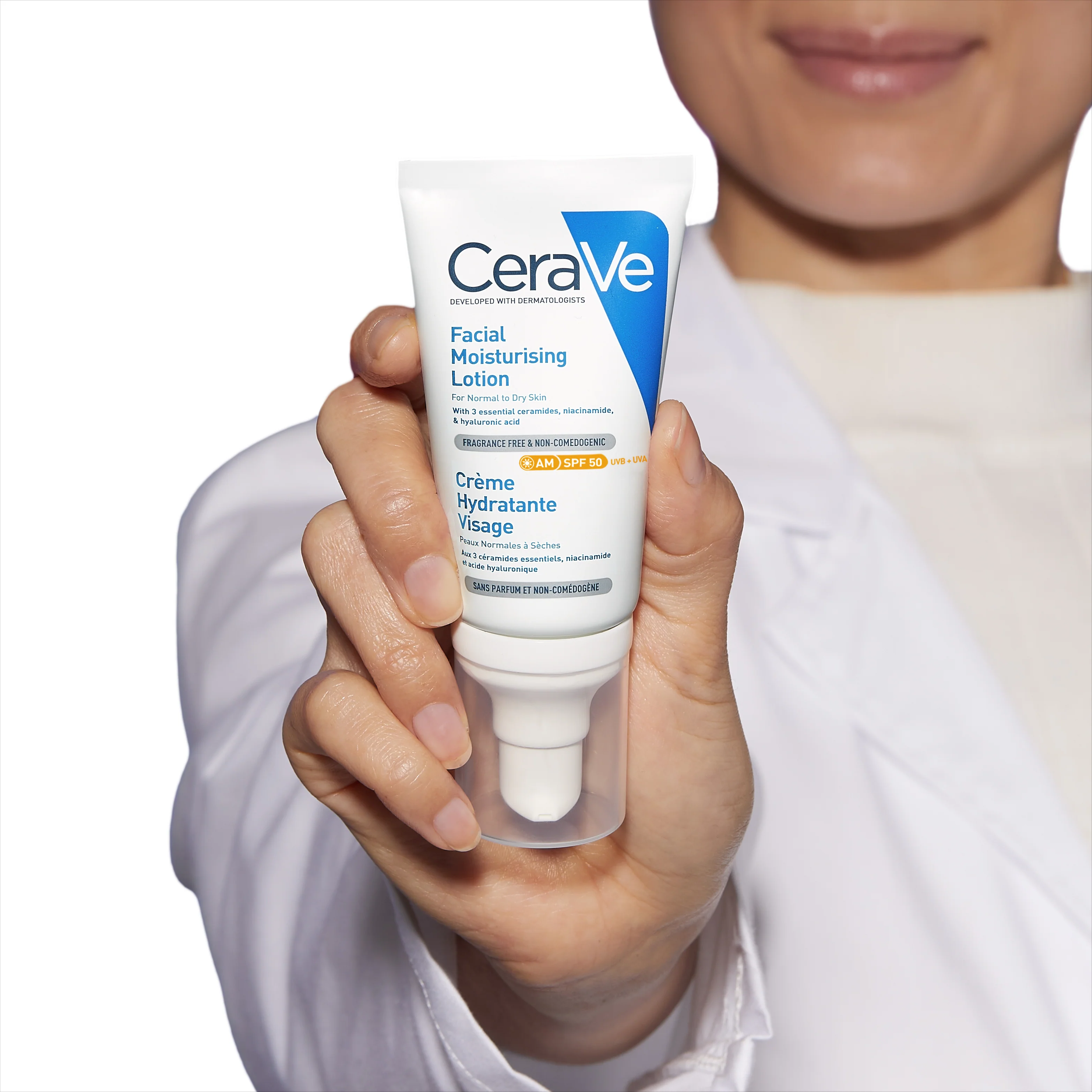 Crema hidratante facial con SPF50 - Crema de día hidratante