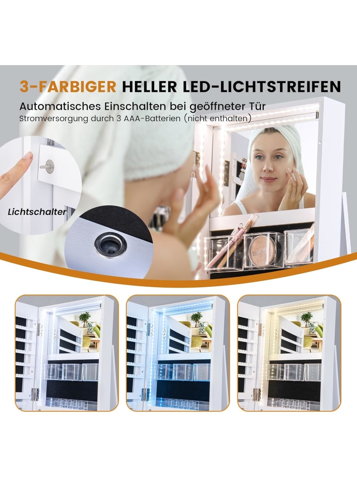 COSTWAY Schmuckschrank 3 in 1 drehbar in Weiß günstig kaufen onesize
