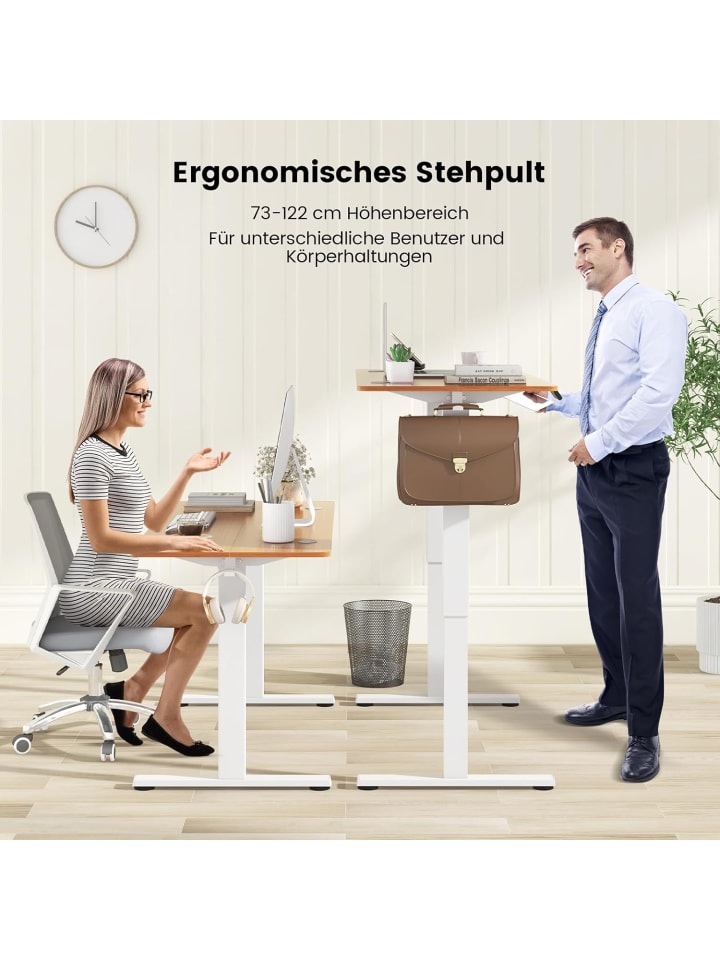 COSTWAY Stehschreibtisch 140x60cm elektrisch Höhenverstellbar in Beige günstig kaufen onesize