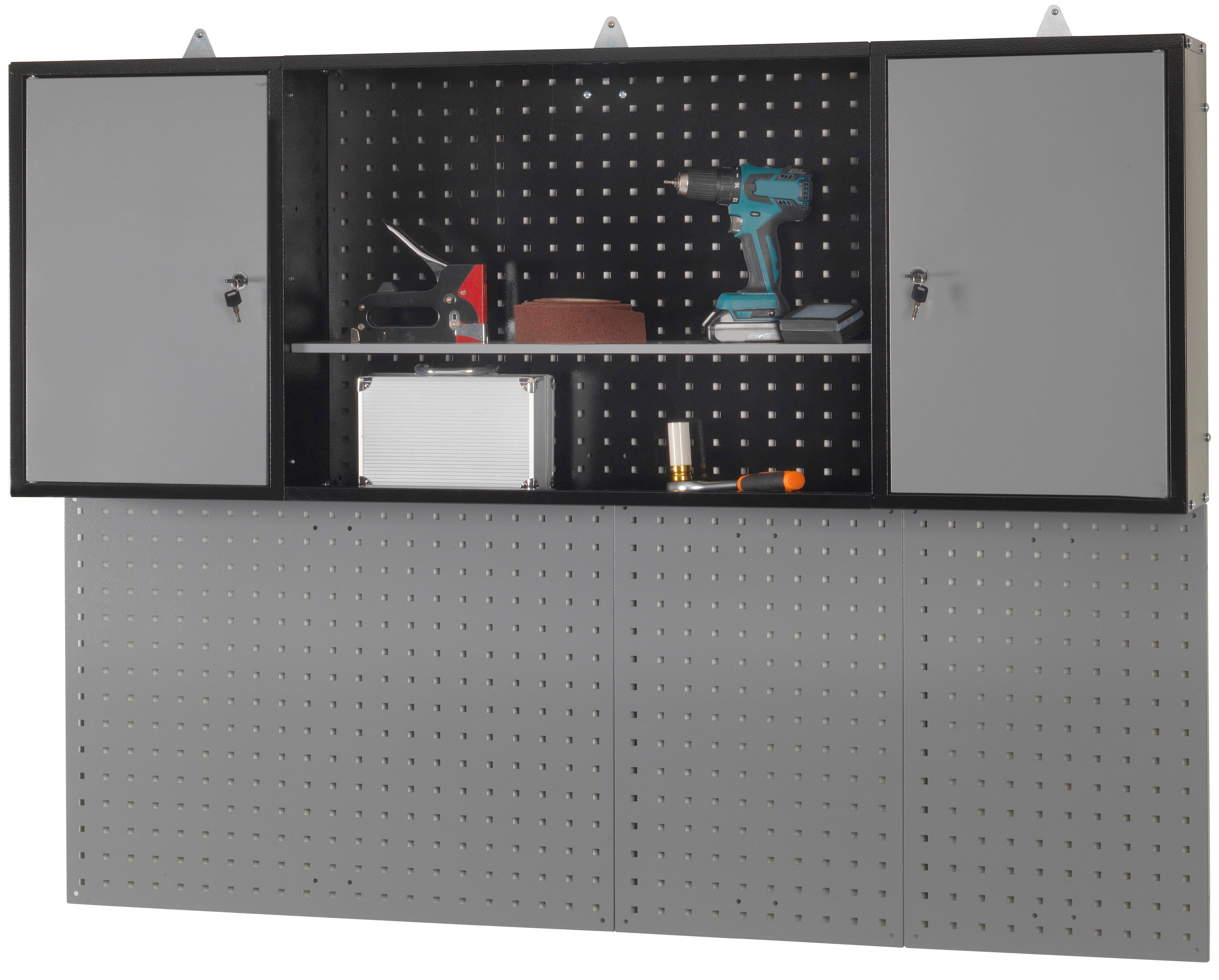 Profiwerk Werkzeugschrank Hängeschrank Norden Breite 160 cm, abschließbar, inkl. praktischer Lochwand
