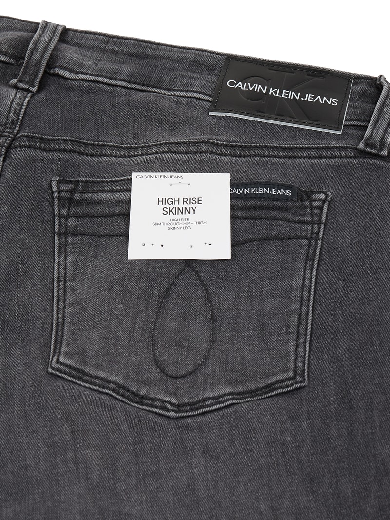 Skinny Fit High Rise Jeans mit Stretch-Anteil  in dunkelgrau meliert