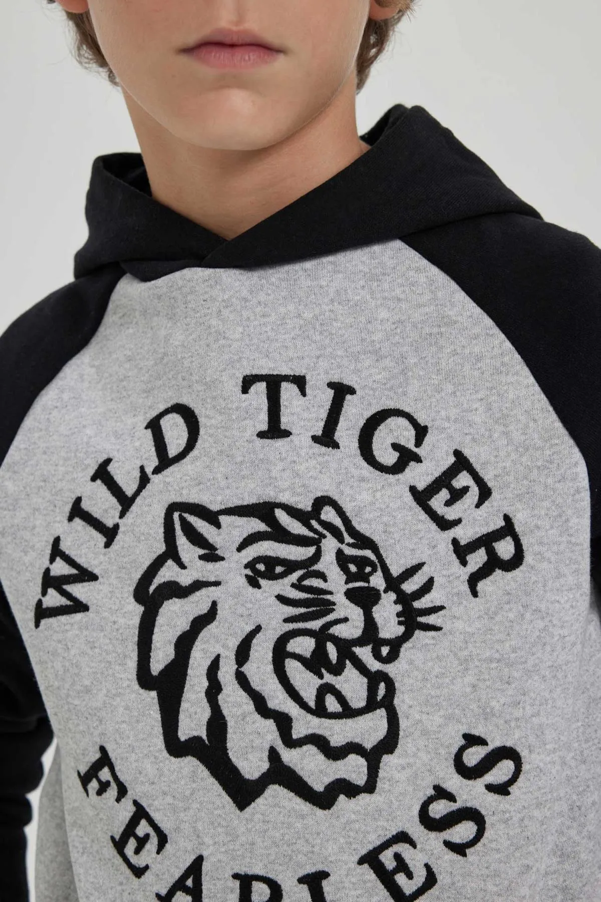 DeFacto  Bedrucktes Kapuzen-Sweatshirt-Jogginghose-Set für Jungen, 2-teilig