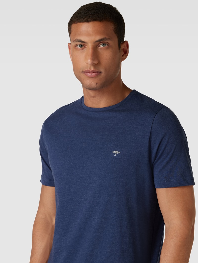 T-Shirt mit Rundhalsausschnitt in marineblau meliert
