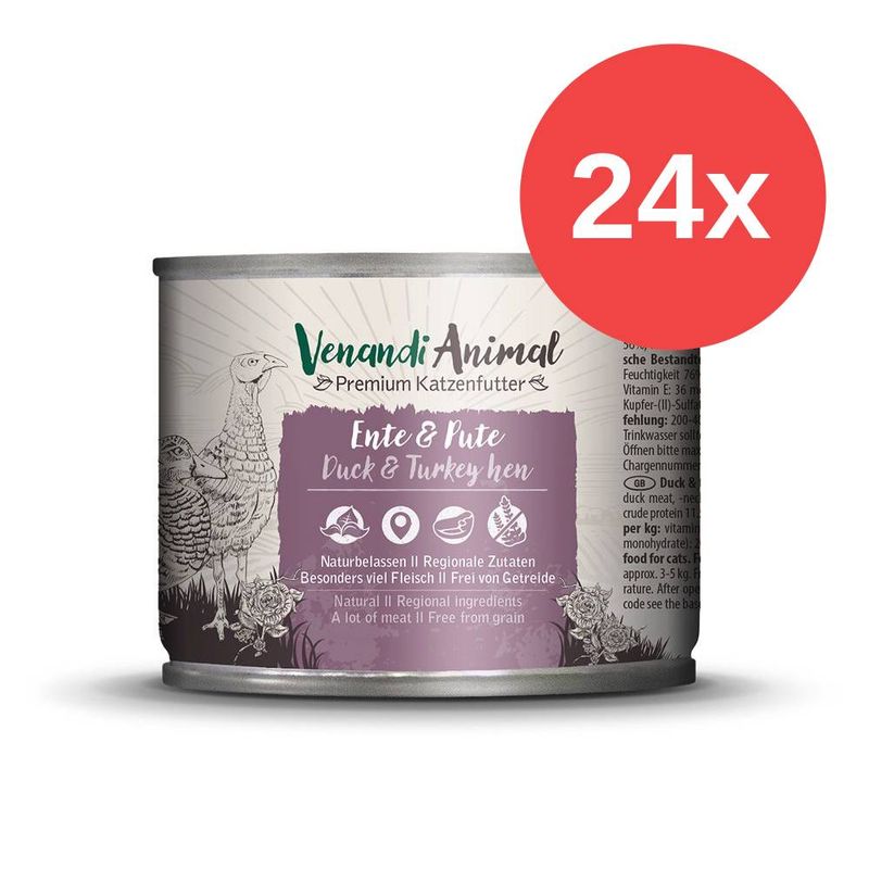 Sparpaket Venandi Animal Adult Cat 24 x 200 g