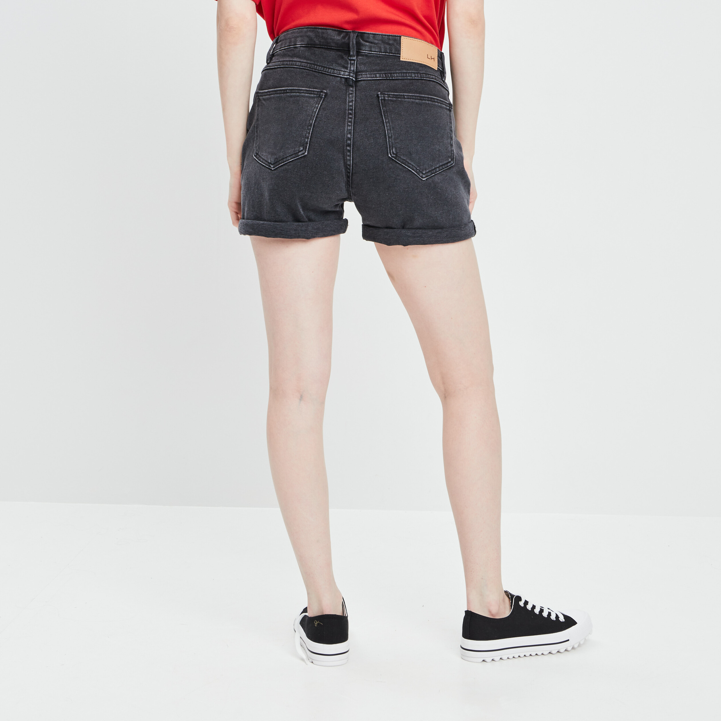 Short mom en jean denim noir femme | La Halle