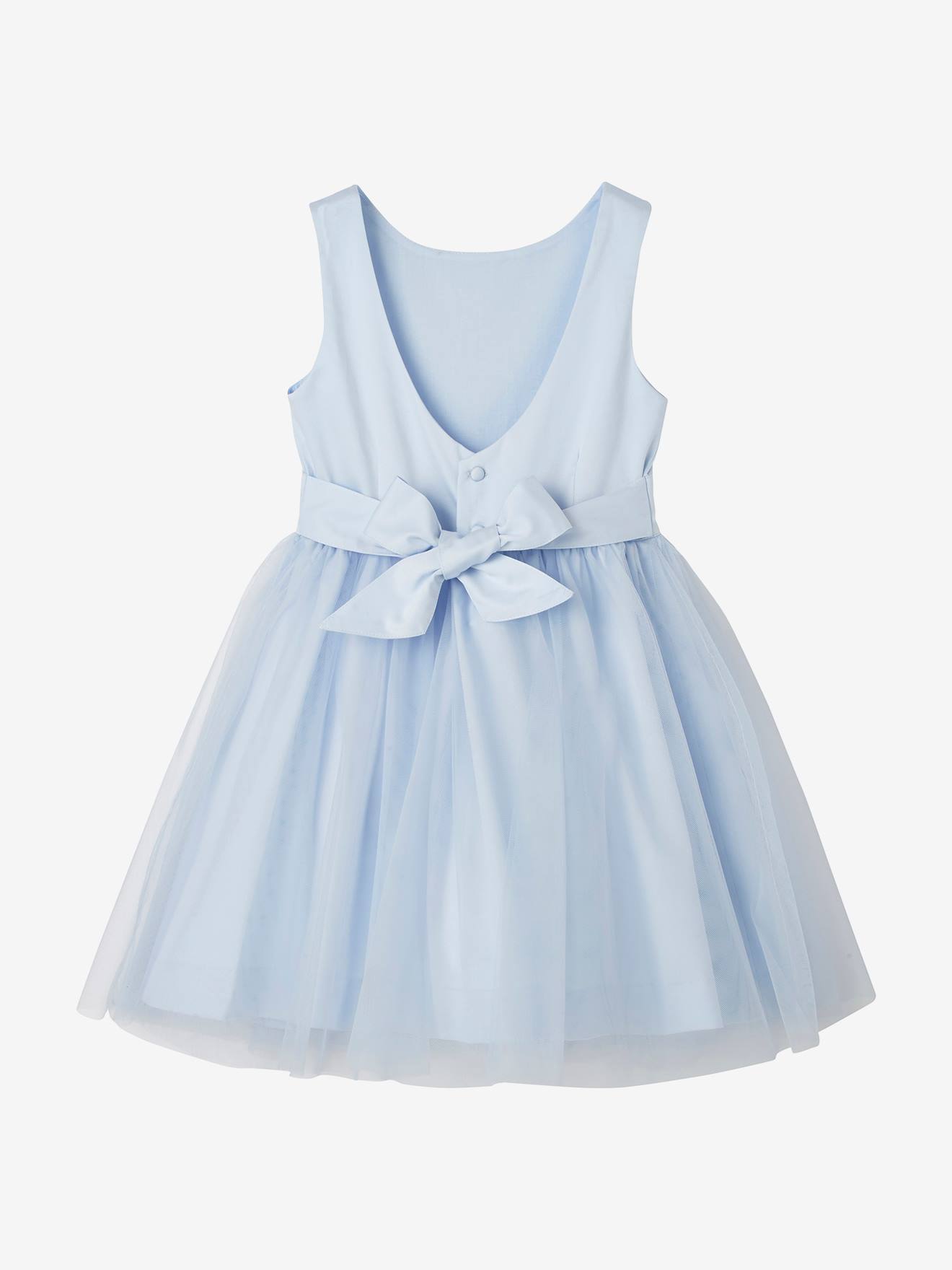 Robe de cérémonie fille en satin et tulle blanc