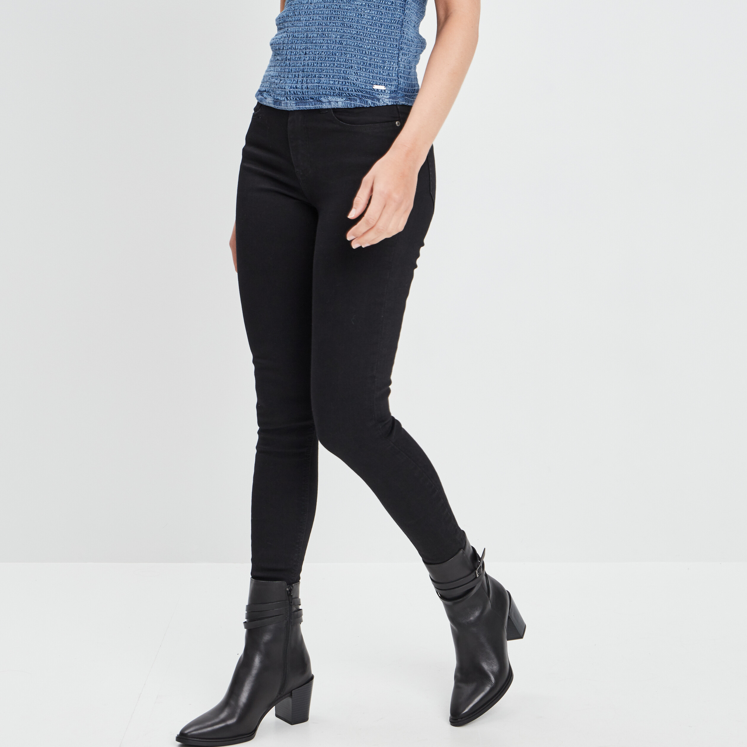 Jeans skinny 5 poches noir femme | La Halle