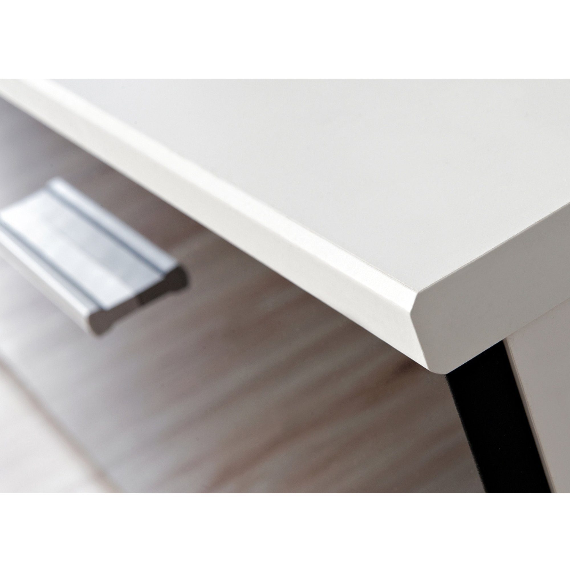 Furnica Wohnwand RENO TV-Schrank, 2 Vitrinen, Regal Weiß Matt/Schwarz Gloss