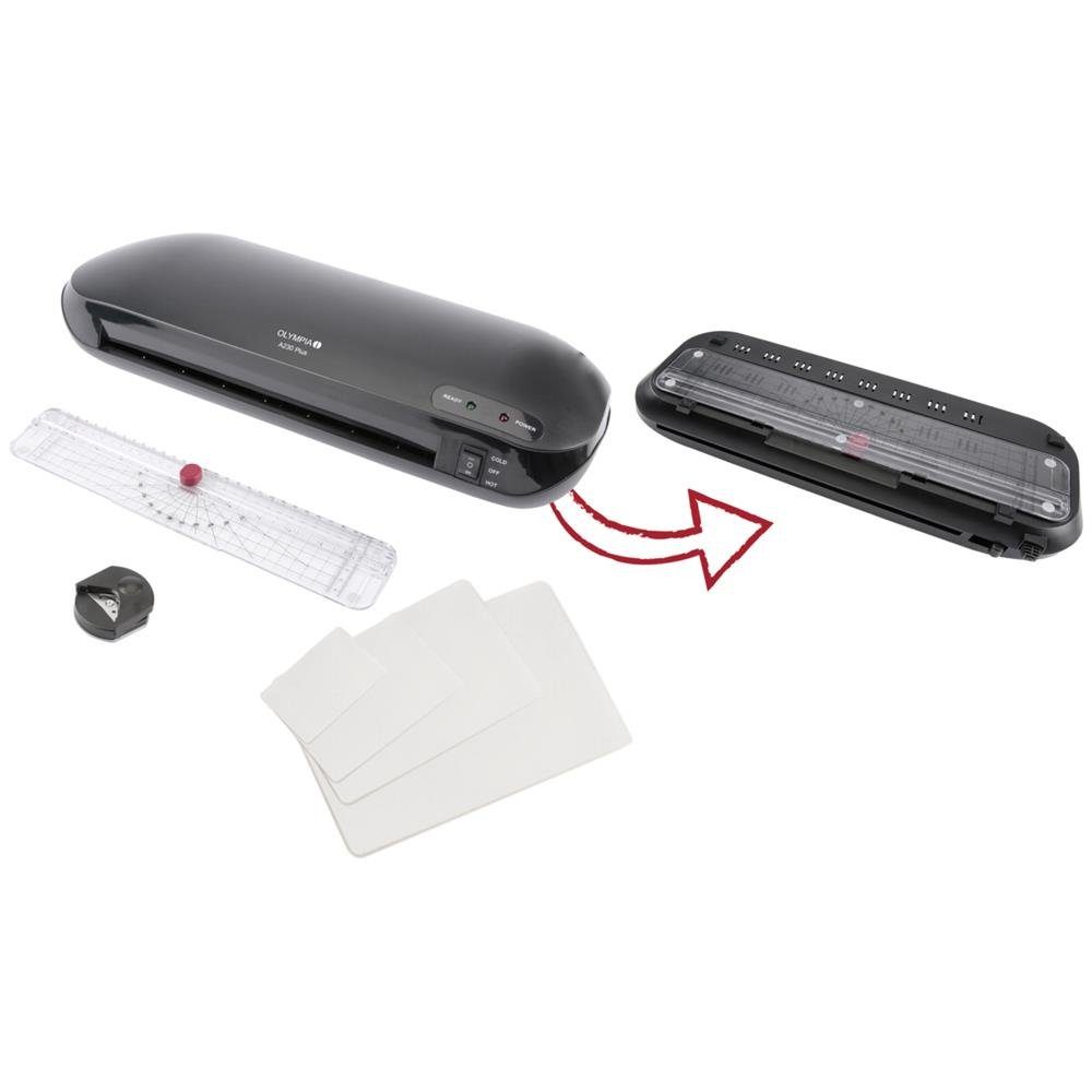 OLYMPIA OFFICE Laminiergerät 4-in-1 Laminierset / Laminiergerät A 230 Plus A4, 4-in-1 Set, A4-Format, Eckenrunder, Papier Trimmer A4