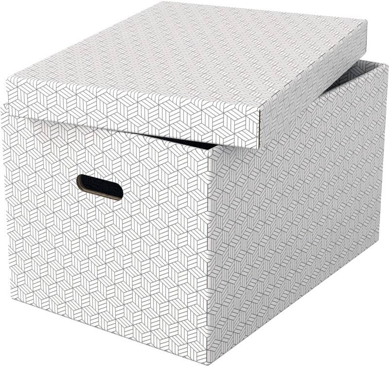 Esselte Home Aufbewahrungsbox 628286 Groß 100% Recycelter Karton Weiß 355 x 510 x 305 mm 3 Stück