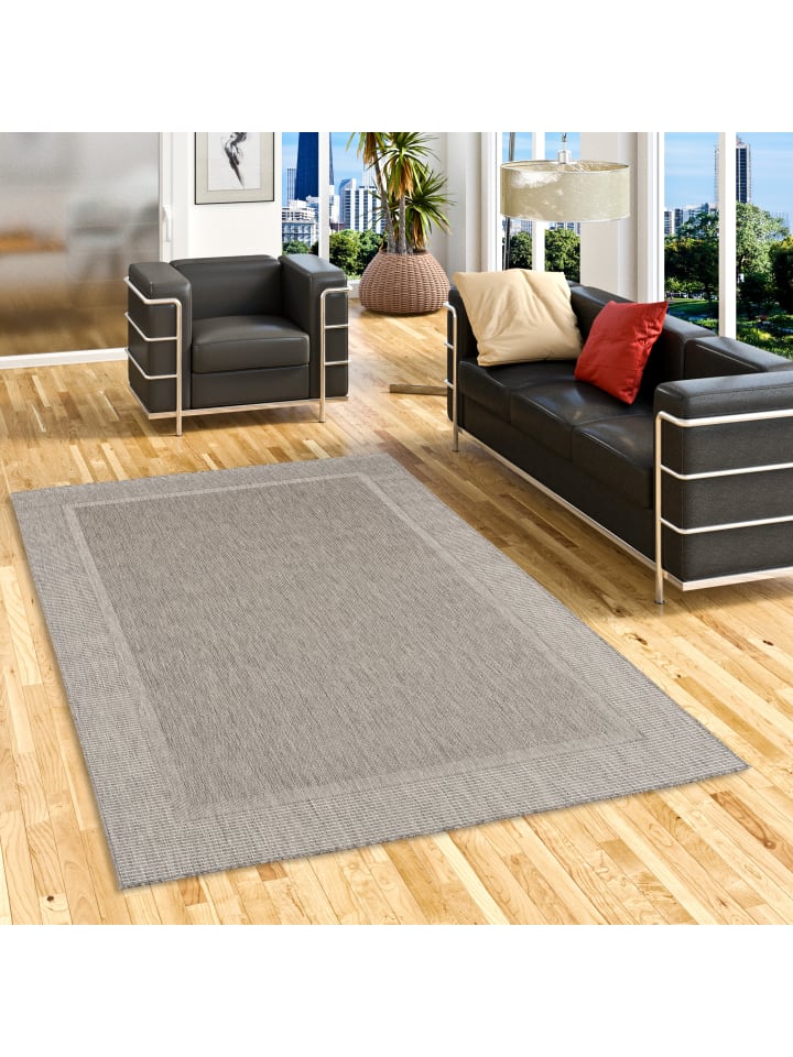 Pergamon In & Outdoor Teppich Natur Valencia Bordüre in Antraciet günstig kaufen