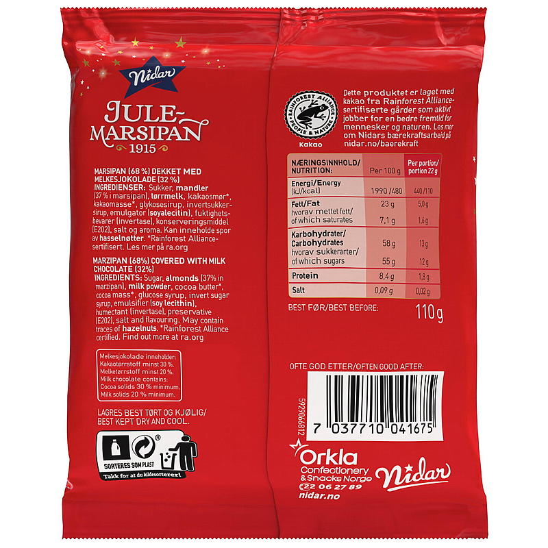 Nidar Marsipanpølser 5-pk. 110 g Nidar