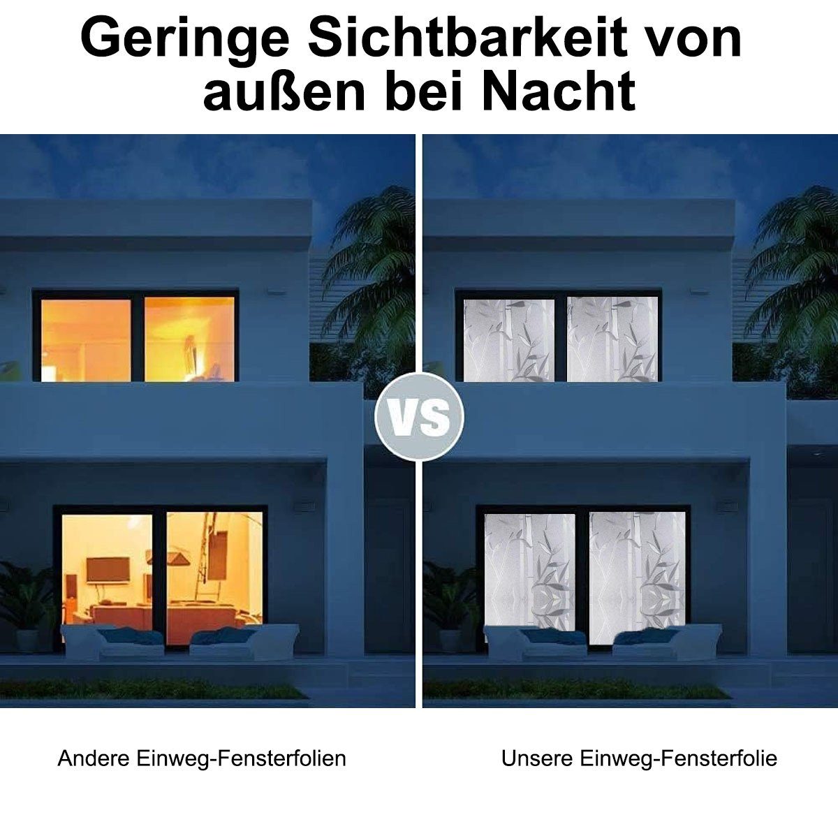 Fensterfolie 3D Fensterfolie Selbsthaftend Blickdicht Sichtschutzfolie Fenster, Einemgeld