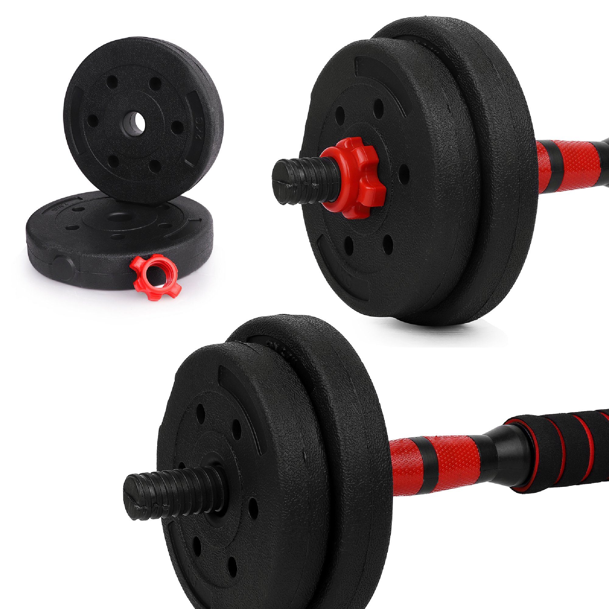 wuuhoo Hantel-Set Kurzhantelset Arni mit Kunststoffscheiben, Set mit 2x Kurzhanteln und Scheiben 30mm I Hantelset mit 2 Hantelstangen aus Kunststoff und Sternverschluß
