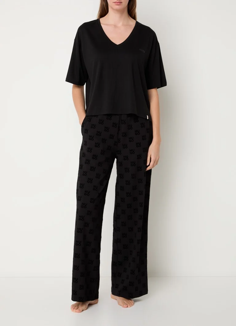 Top de pijama din lyocell cu logo HUGO BOSS