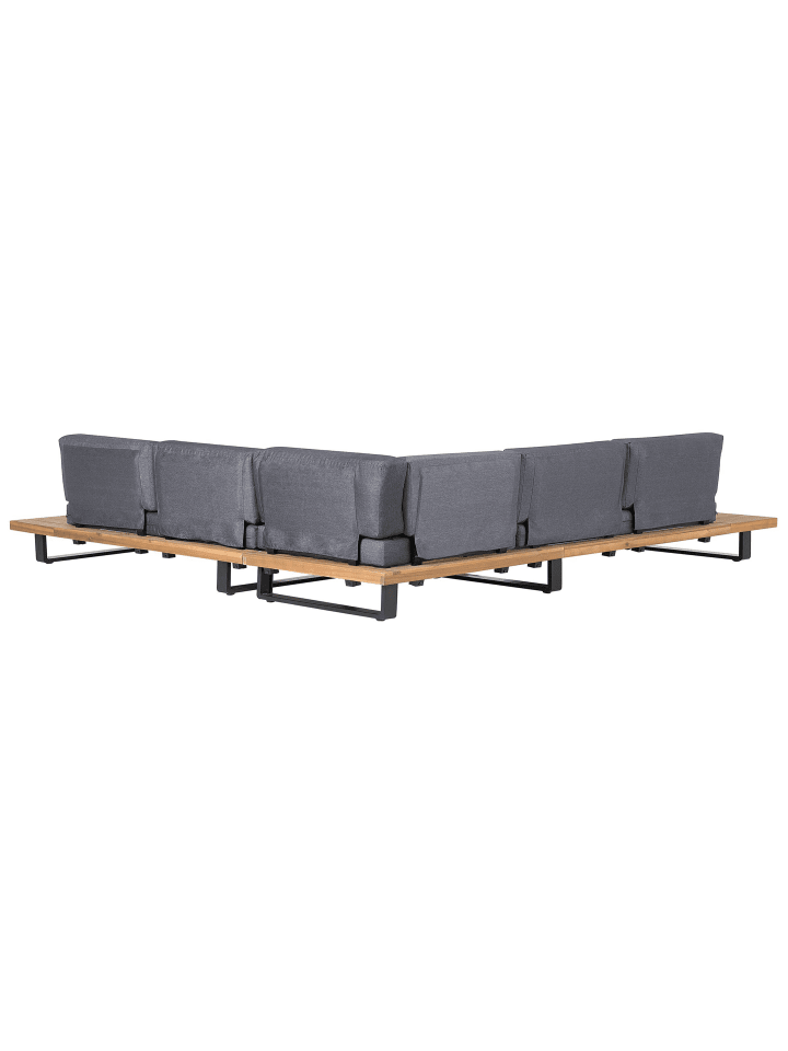 Beliani 4-tlg Lounge Set MYKONOS in Grau/Heller Holzfarbton günstig kaufen onesize
